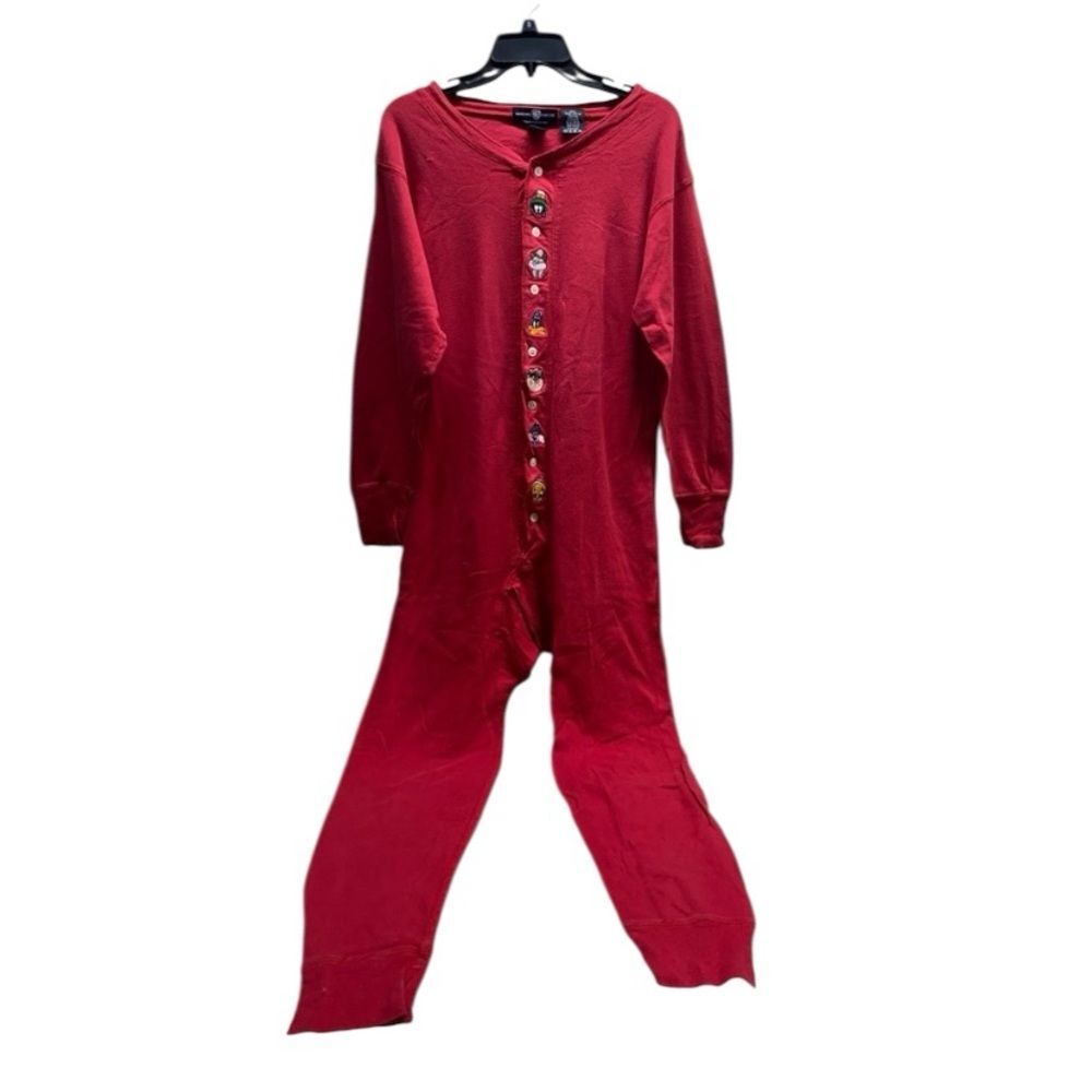 * Warner Bros Red Apparel M/L long underwear pajama bottom flap 90s loony tunes